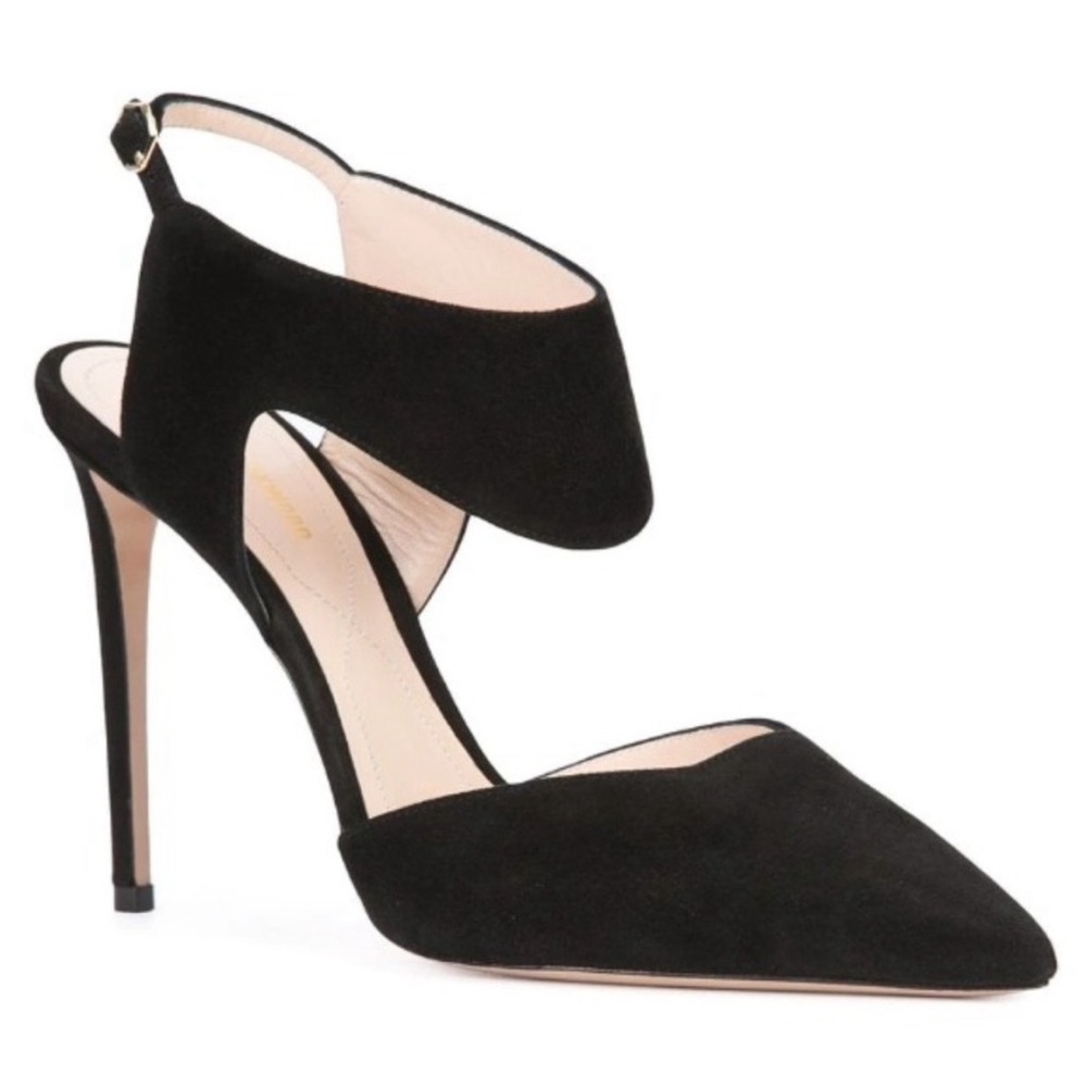 Nicholas Kirkwood Black Suede Leda Pointed Toe Heels Size 7.5